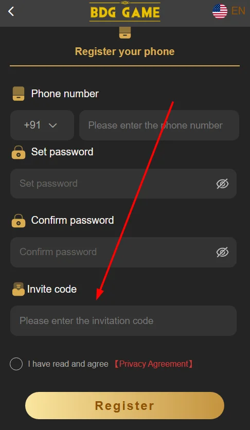 Fill in the invite code